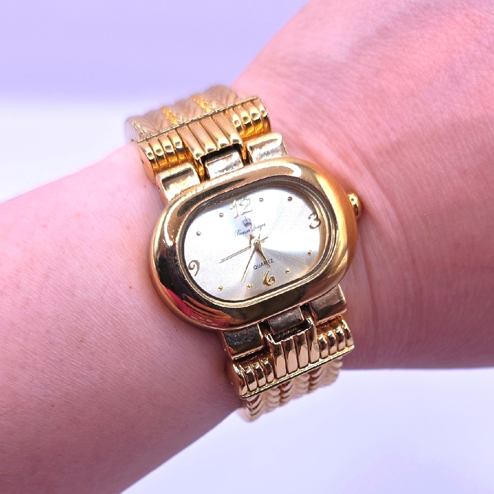 Premiere Designs Goldtone Clamper Cuff Quartz Watch